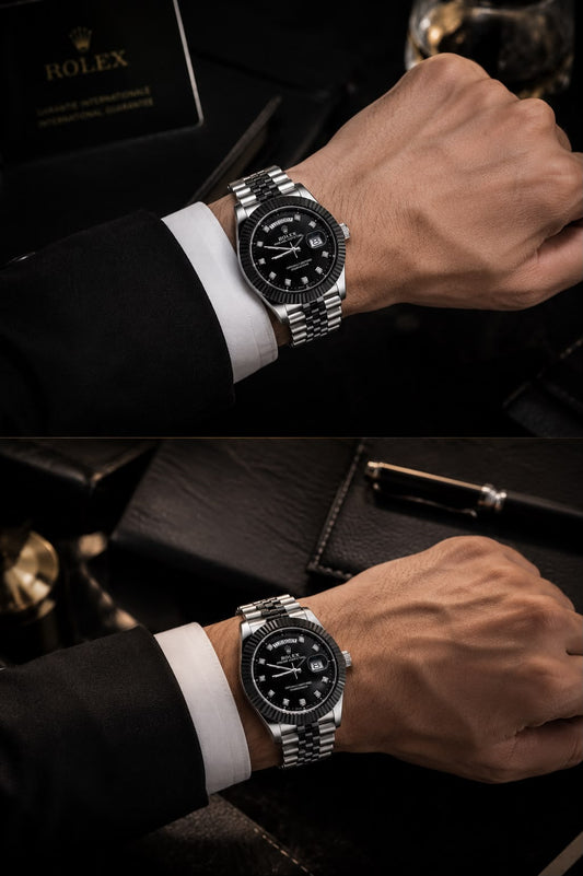 Luxury Day & Date Stone Dial Watch for Men β 42mm Stainless Steel | New Arrival
