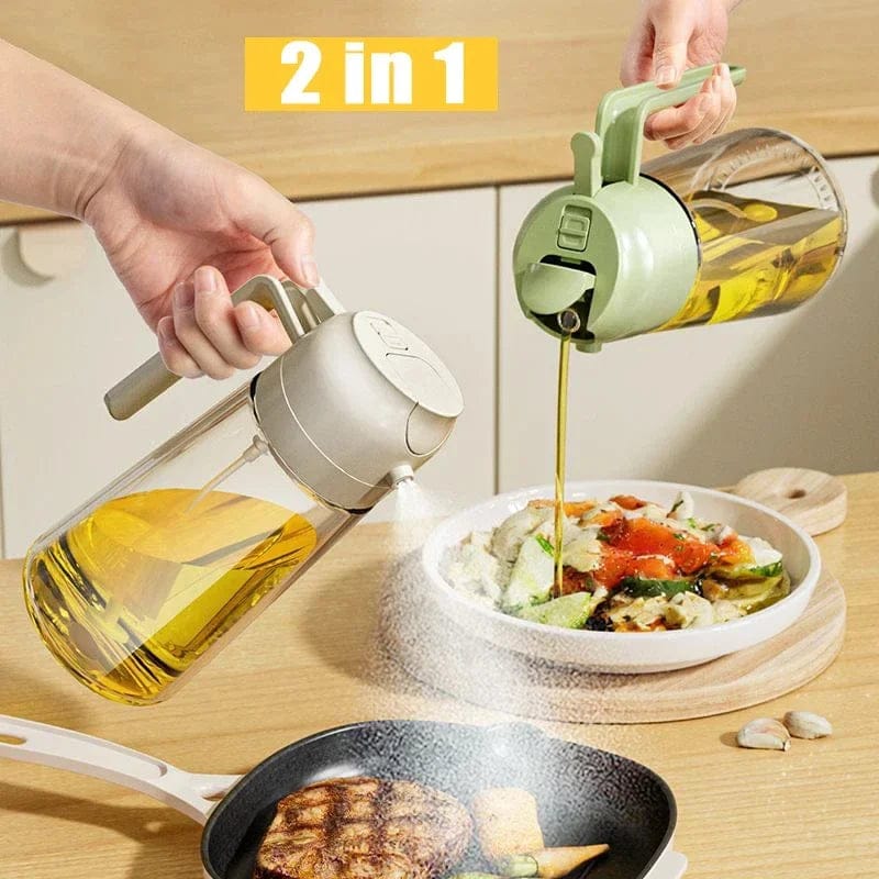 2-In-1 Oil Sprayer Bottle – Glass Oil Dispenser for Kitchen