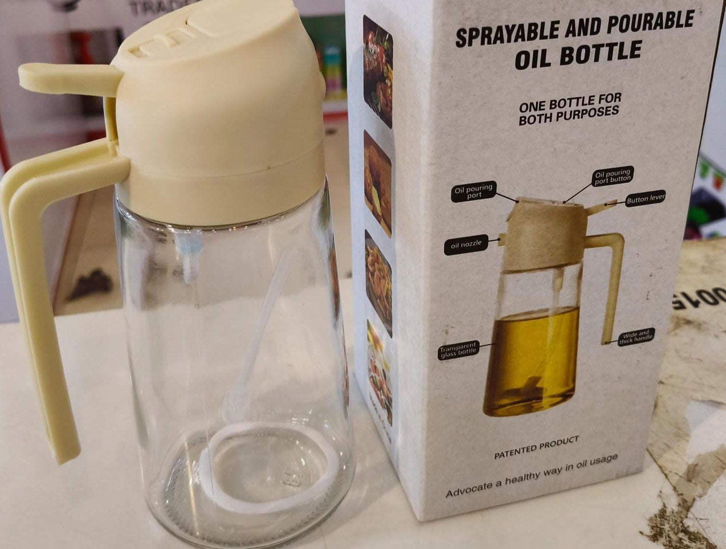 2-In-1 Oil Sprayer Bottle – Glass Oil Dispenser for Kitchen