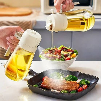 2-In-1 Oil Sprayer Bottle – Glass Oil Dispenser for Kitchen