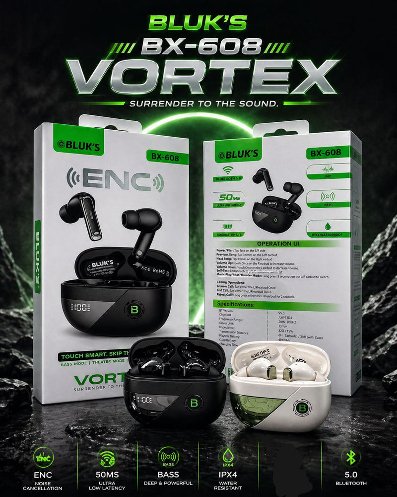 🎧 BLUKS BX-608 VORTEX EARBUDS
