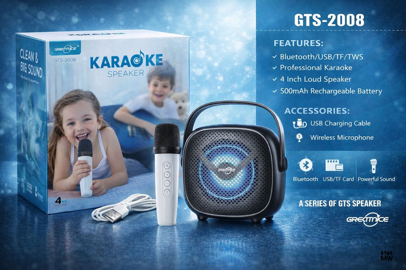 🎤 GTS-2008 Karaoke Bluetooth Speaker with Wireless Microphone