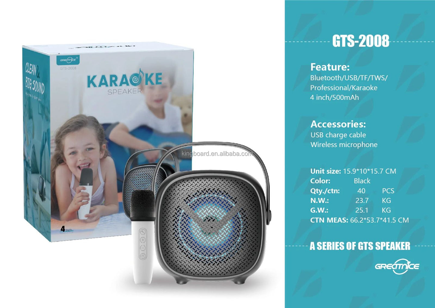 🎤 GTS-2008 Karaoke Bluetooth Speaker with Wireless Microphone