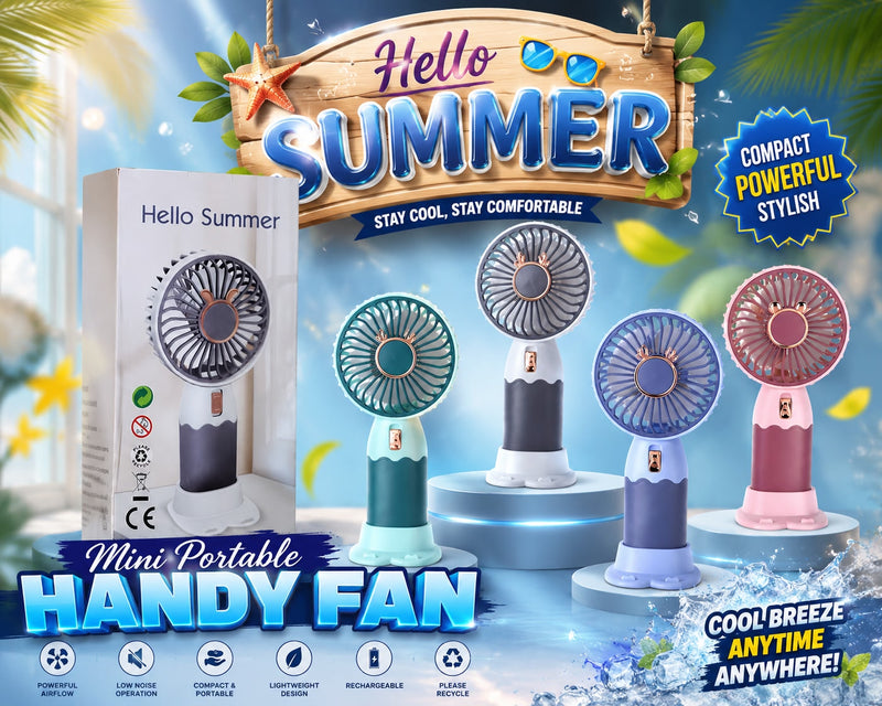 Mini Portable Handy Fan with Mobile Stand – USB Rechargeable
