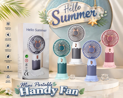 Mini Portable Handy Fan with Mobile Stand – USB Rechargeable