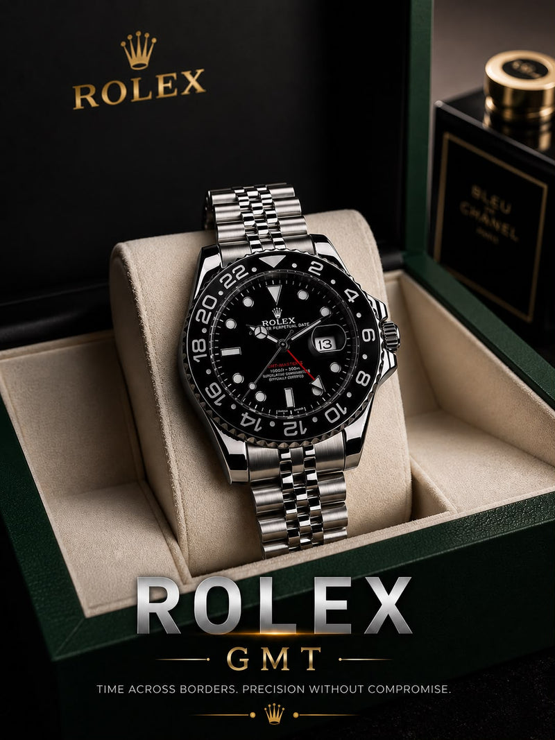 Luxury GMT Watch for Men – Stainless Steel Chain | Working Date & Rotating Bezel ⌚✨