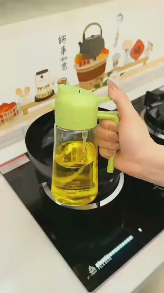 2-In-1 Oil Sprayer Bottle – Glass Oil Dispenser for Kitchen