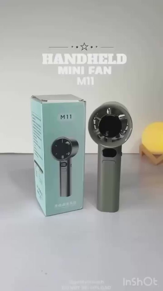 M11 PRO Mini Handy Fan – USB Rechargeable with Digital LED Display