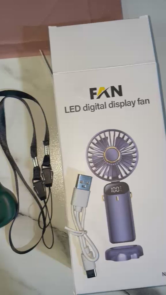 Rechargeable Hand Fan with LED Display