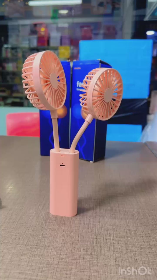 Rechargeable Dual Head Desktop Cooling Fan – 3000mAh Long Battery